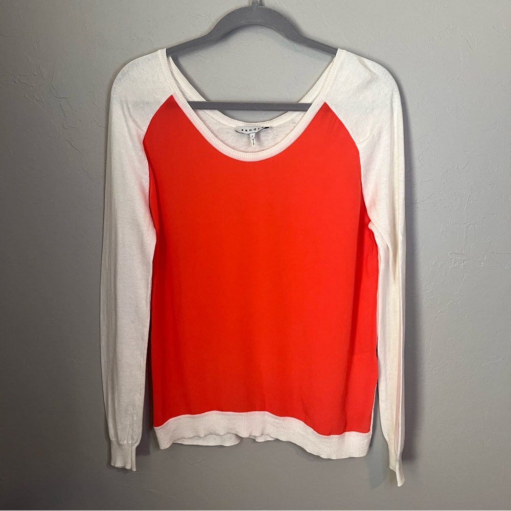 Sandro Color Block Silk Cotton Cashmere Lightweight Sweater Casual Knit - Picture 3 of 11